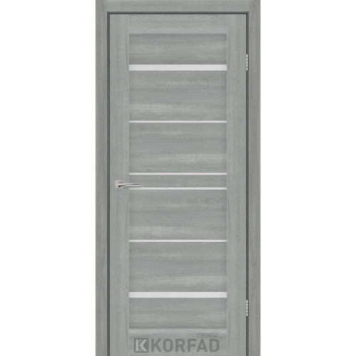 Межкомнатная дверь VISTA ясень стальной стекло сатин KORFAD Express