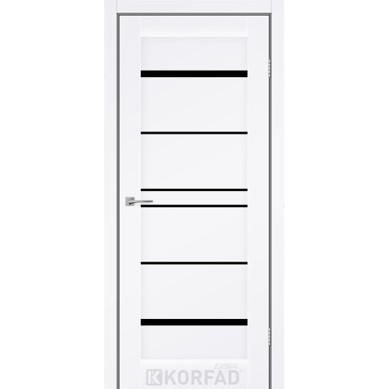 Двері міжкімнатні VISTA білий мат кристал скло чорне KORFAD Express