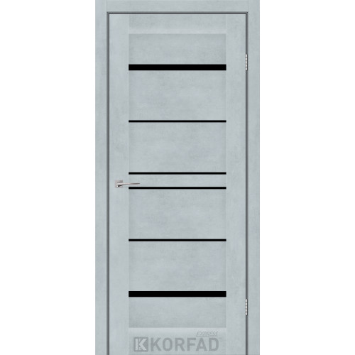 Межкомнатная дверь VISTA цемент светлый стекло черное KORFAD Express