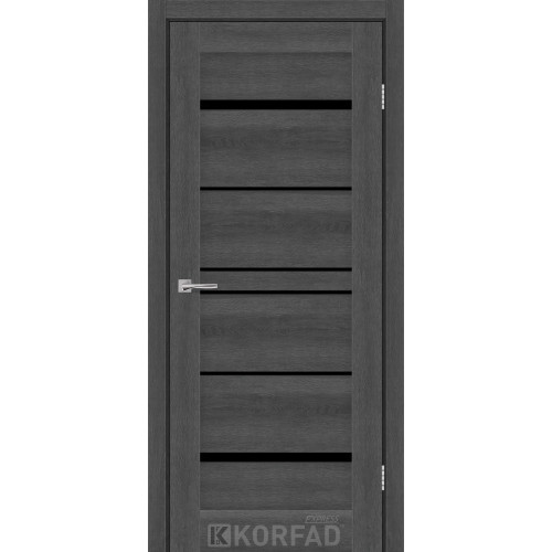 Межкомнатная дверь VISTA ясень грани стекло черное KORFAD Express