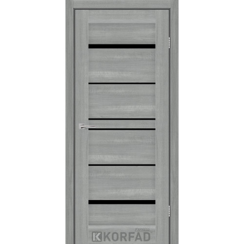 Межкомнатная дверь VISTA ясень стальной стекло черное KORFAD Express