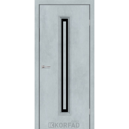 Межкомнатная дверь CORNET 02 цемент светлый стекло черное KORFAD Express
