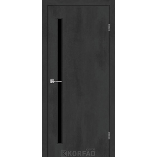 Межкомнатная дверь CORNET 03 бетон графит стекло черное KORFAD Express
