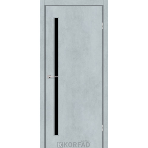 Межкомнатная дверь CORNET 03 цемент светлый стекло черное KORFAD Express
