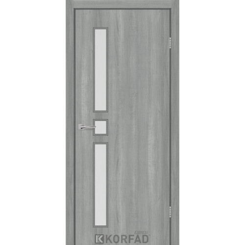 Межкомнатная дверь CORNET 05 ясень стальной стекло сатин KORFAD Express