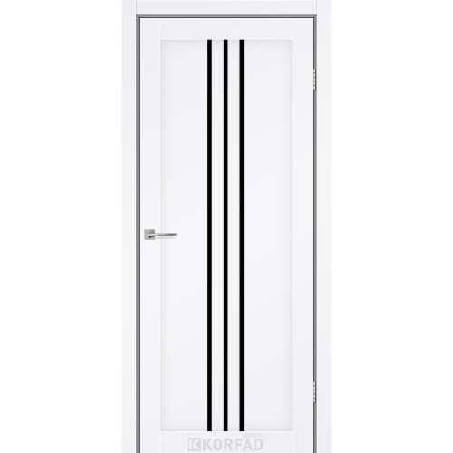 Межкомнатная дверь STILTON белый мат кристал стекло черное KORFAD Express