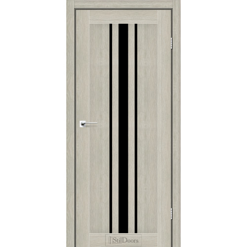 Двері міжкімнатні ARIZONA дуб альба скло чорне StilDoors