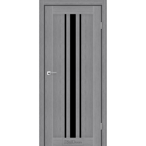 Двері міжкімнатні ARIZONA дуб попелястий скло чорне StilDoors