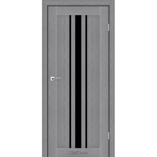 Двері міжкімнатні ARIZONA дуб попелястий скло чорне StilDoors