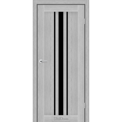 Двері міжкімнатні ARIZONA дуб сріблястий скло чорне StilDoors