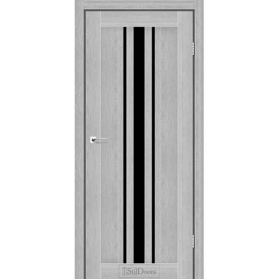 Двері міжкімнатні ARIZONA дуб сріблястий скло чорне StilDoors