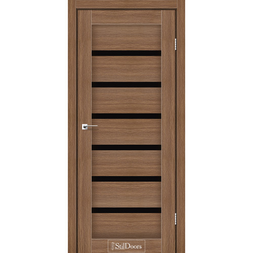 Дверь межкомнатная FLORIDA итальянский орех стекло черное StilDoors 