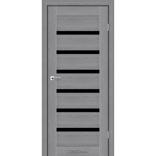 Дверь межкомнатная FLORIDA дуб пепельный стекло черное StilDoors 
