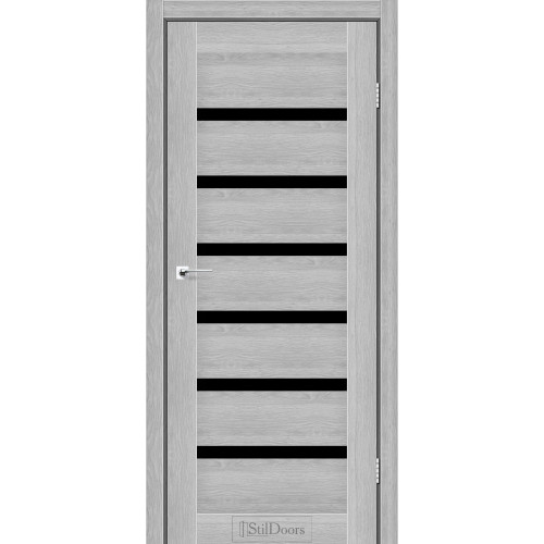 Дверь межкомнатная FLORIDA дуб серебристый стекло черное StilDoors 