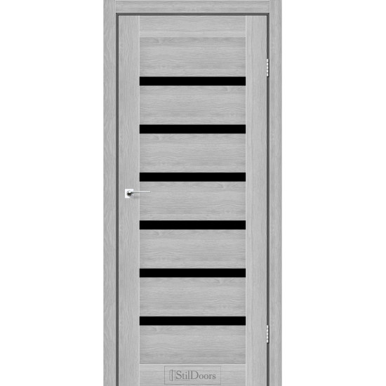 Двері міжкімнатні FLORIDA дуб сріблястий скло чорне StilDoors