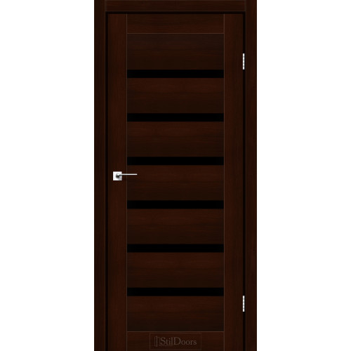 Дверь межкомнатная FLORIDA каштан стекло черное StilDoors 