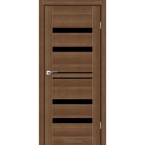 Дверь межкомнатная CUBA орех золотой стекло черное StilDoors 