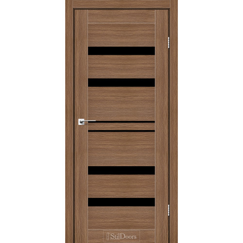 Дверь межкомнатная CUBA итальянский орех стекло черное StilDoors 