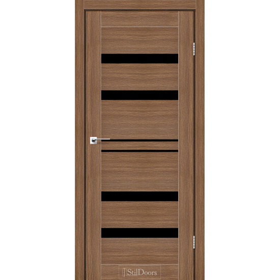 Двері міжкімнатні CUBA італійський горіх скло чорне StilDoors