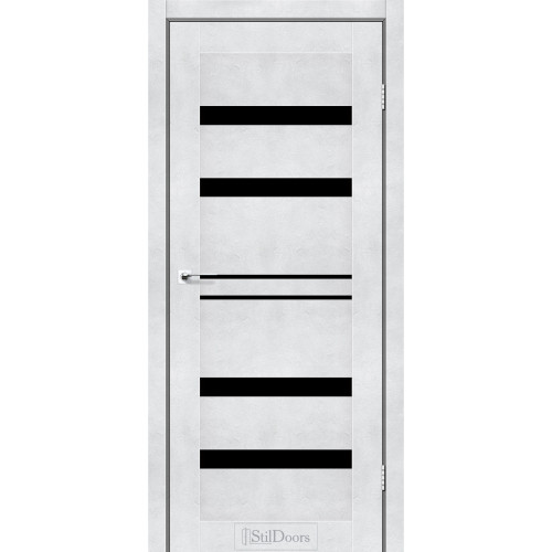 Дверь межкомнатная CUBA светлый бетон стекло черное StilDoors 