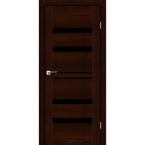 Дверь межкомнатная CUBA каштан стекло черное StilDoors 
