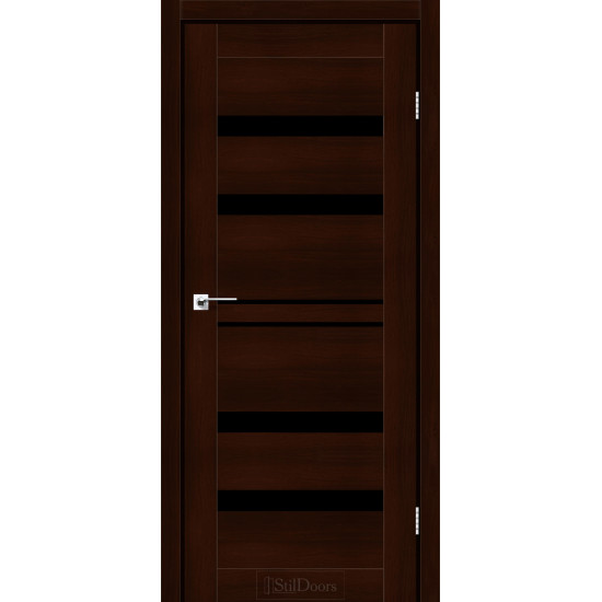 Двері міжкімнатні CUBA каштан скло чорне StilDoors