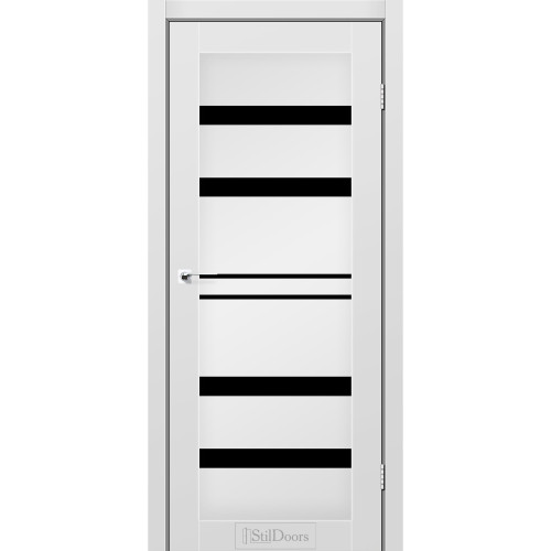 Дверь межкомнатная CUBA серый мат стекло черное StilDoors 