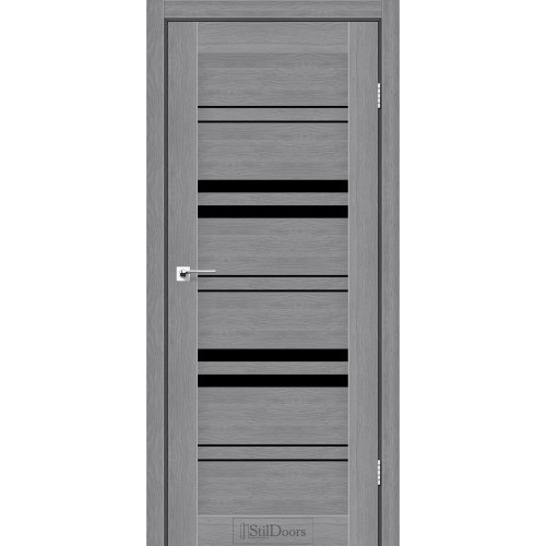Двері міжкімнатні SLOVENIA дуб попелястий скло чорне StilDoors