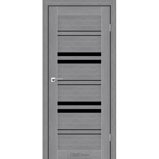 Двері міжкімнатні SLOVENIA дуб попелястий скло чорне StilDoors