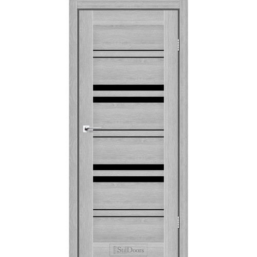 Двері міжкімнатні SLOVENIA дуб сріблястий скло чорне StilDoors