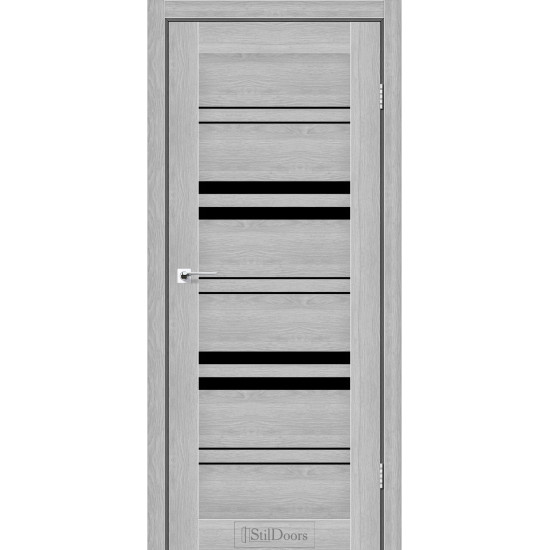 Двері міжкімнатні SLOVENIA дуб сріблястий скло чорне StilDoors