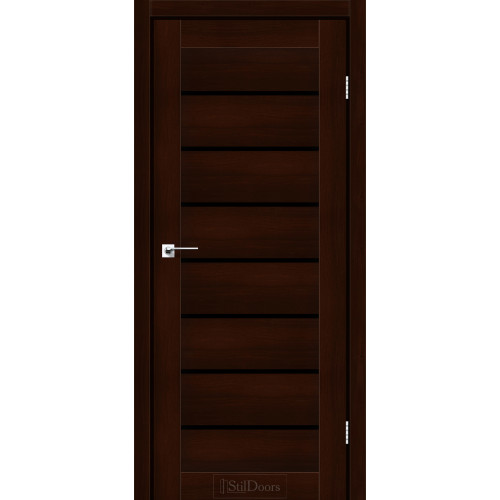 Двері міжкімнатні TANZANIA каштан скло чорне StilDoors
