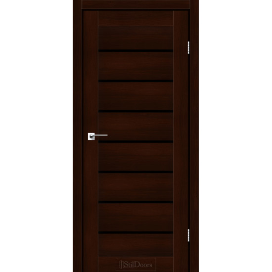 Двері міжкімнатні TANZANIA каштан скло чорне StilDoors