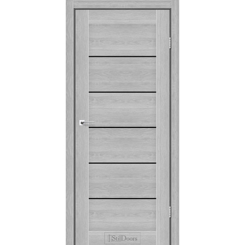 Двері міжкімнатні VICTORIA дуб сріблястий скло чорне StilDoors