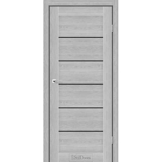Двері міжкімнатні VICTORIA дуб сріблястий скло чорне StilDoors