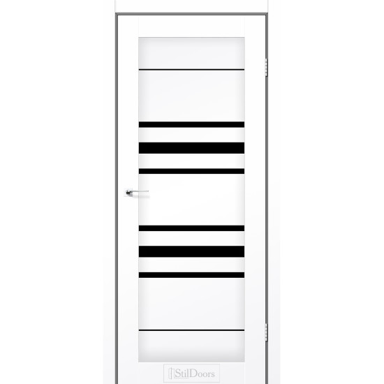 Двері міжкімнатні TOKYU білий мат скло чорне StilDoors