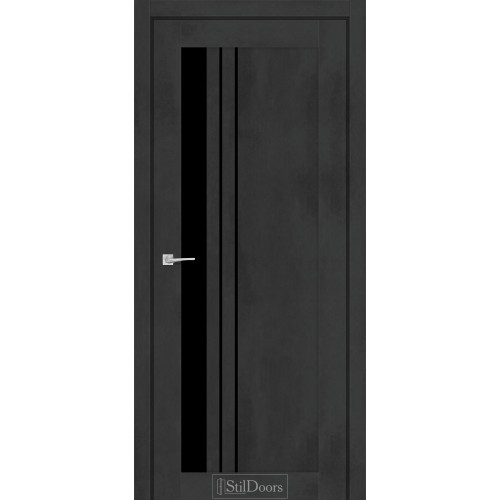 Дверь межкомнатная BELLANO бетон антрацит стекло черное StilDoors 