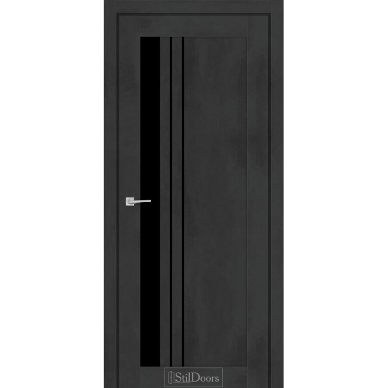 Двері міжкімнатні BELLANO бетон антрацит скло чорне StilDoors