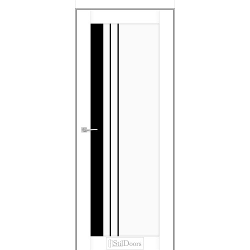 Дверь межкомнатная BELLANO белый мат стекло черное StilDoors 