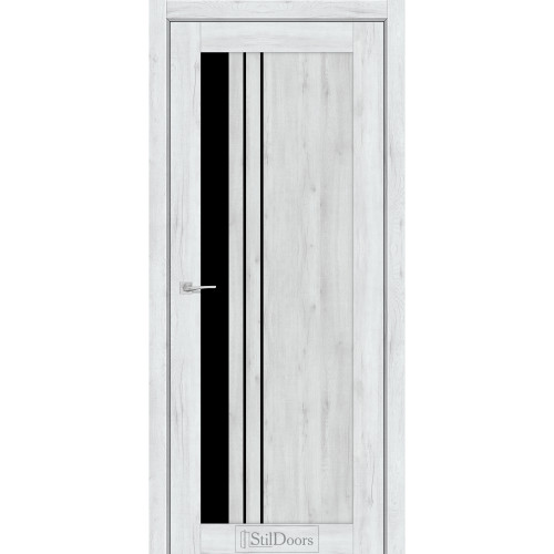Дверь межкомнатная BELLANO дуб альпийский стекло черное StilDoors 