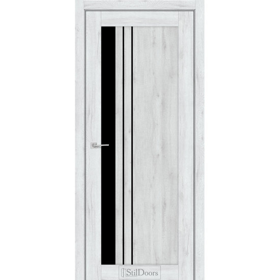 Дверь межкомнатная BELLANO дуб альпийский стекло черное StilDoors 
