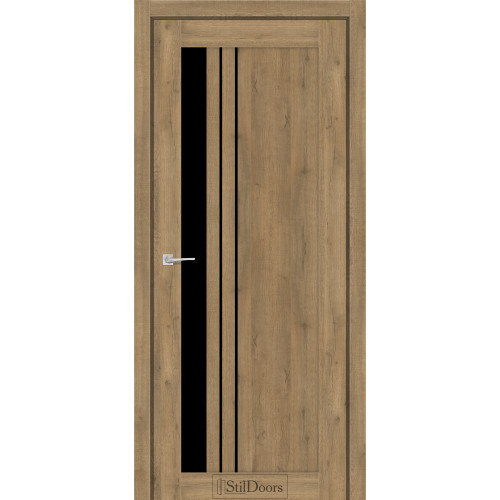 Дверь межкомнатная BELLANO дуб крафт стекло черное StilDoors 