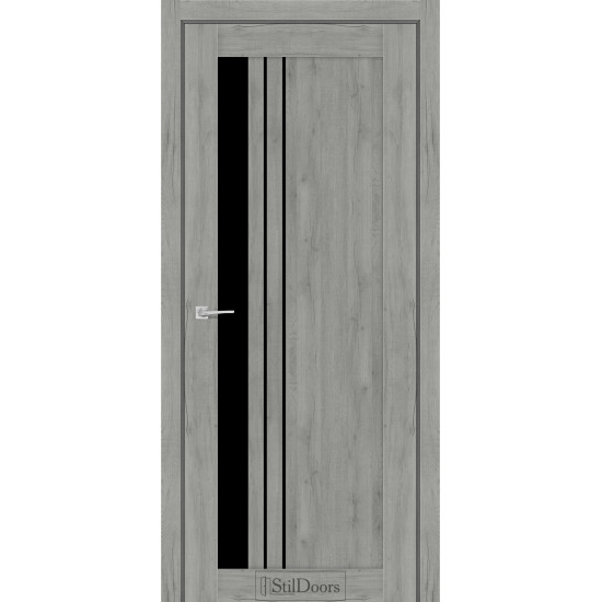 Двері міжкімнатні BELLANO дуб платина скло чорне StilDoors