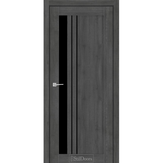 Двері міжкімнатні BELLANO дуб смоки скло чорне StilDoors