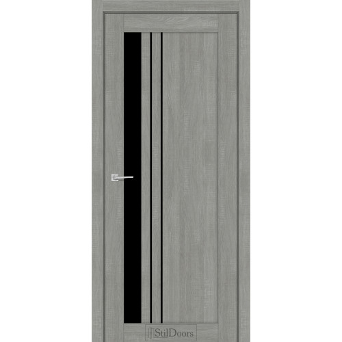 Дверь межкомнатная BELLANO ясень нордик стекло черное StilDoors 
