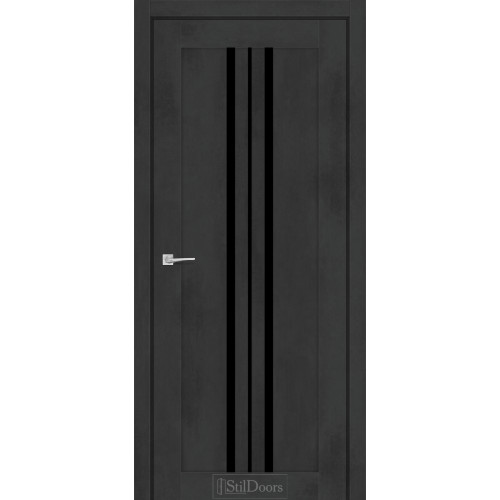 Дверь межкомнатная ARMANO бетон антрацит стекло черное StilDoors 