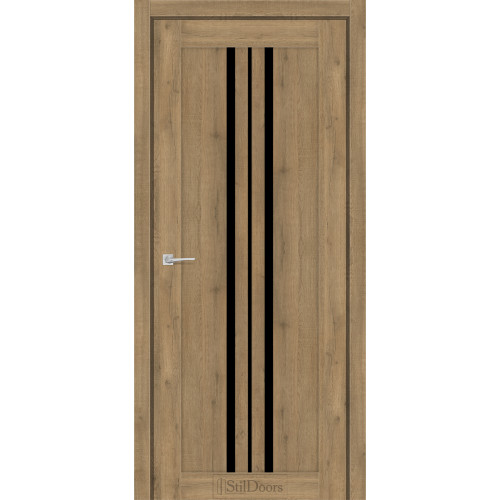Дверь межкомнатная ARMANO дуб крафт стекло черное StilDoors 