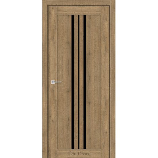Двері міжкімнатні ARMANO дуб крафт скло чорне StilDoors
