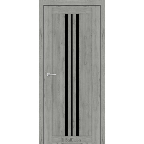 Дверь межкомнатная ARMANO дуб патина стекло черное StilDoors 
