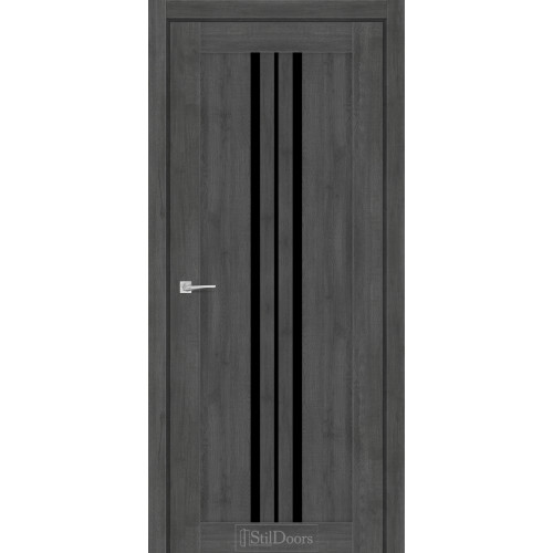 Дверь межкомнатная ARMANO дуб смоки стекло черное StilDoors 